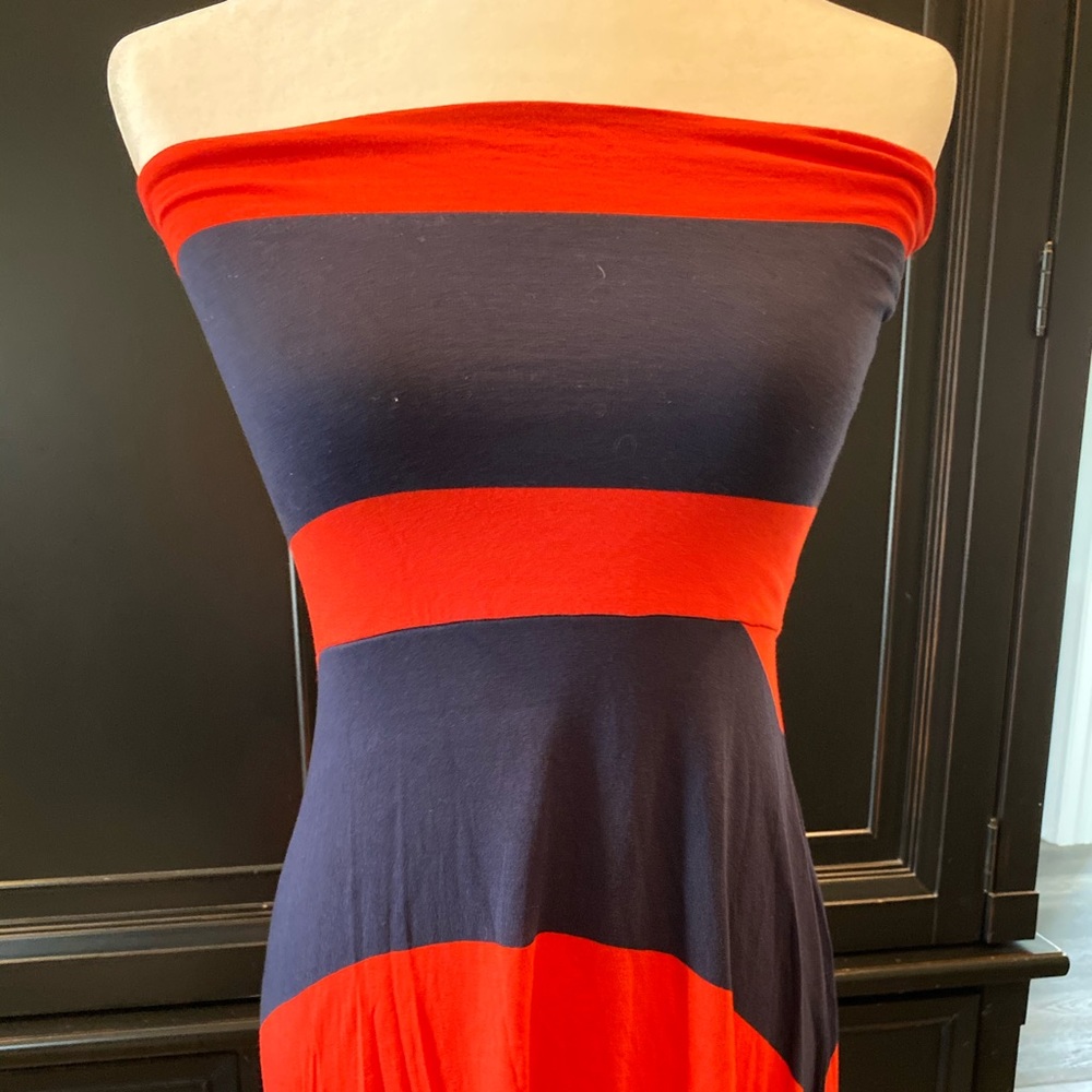 Red/Blue Striped Strapless Dress 💙❤️💙